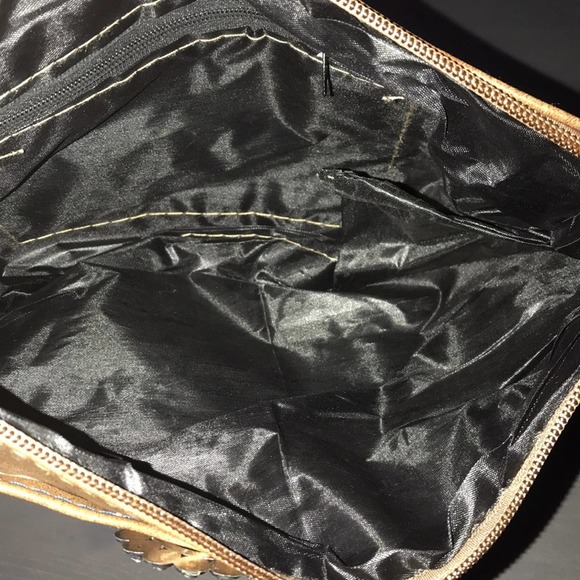 FAUX LEATHER SOFT BROWN EMBELLISHED CROSSBODY BAG - Picture 4 of 4